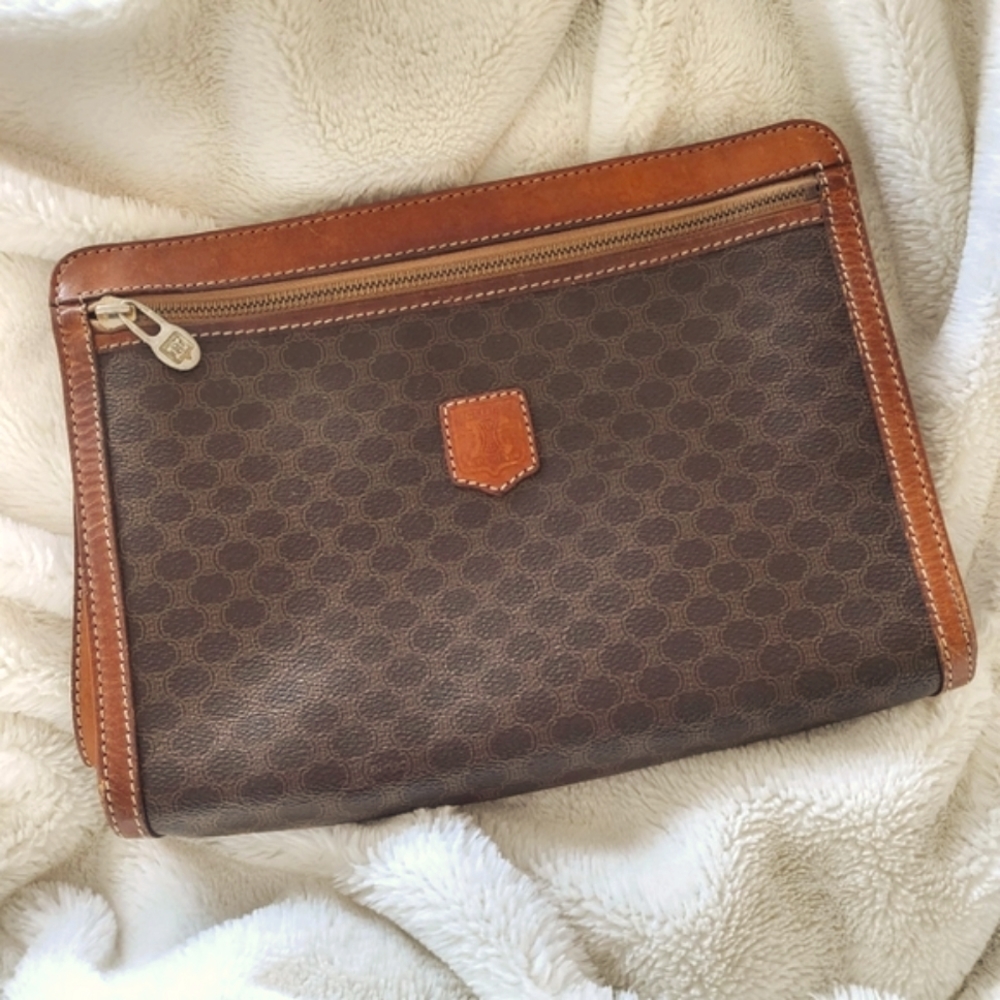 Vintage Celine Macadam Brown Monogram Clutch